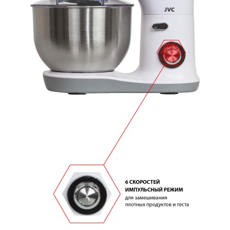 миксер планетарный jvc jk-mx510 silver