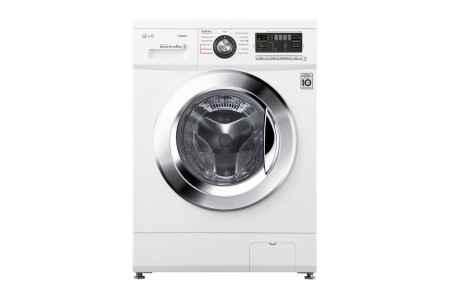 стиральная машина lg f1296nds3 steam, люк хром., белый