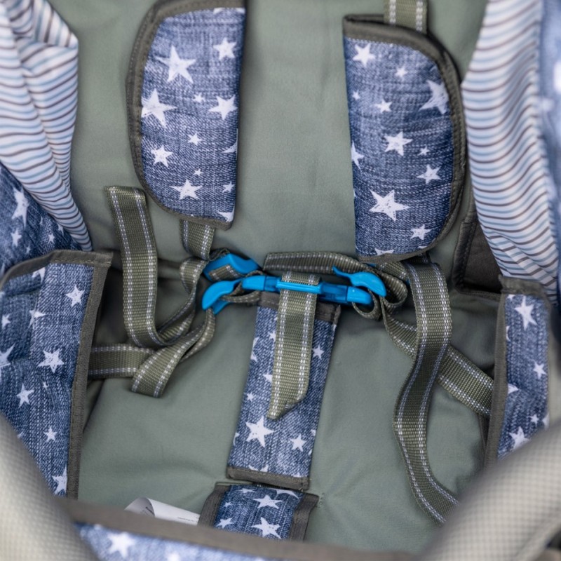 Санки Ника Наши детки НДТ6/3 со звездами джинс со звездами (серый каркас)