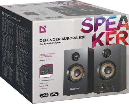 акустическая система 2.0 defender aurora s20 black