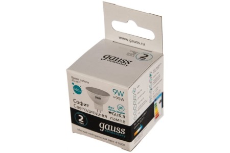 светодиодная лампа gauss elementary mr16 gu5.3 9w 4100k