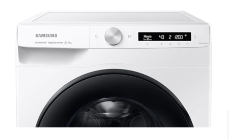 стиральная машина samsung ww80a6s24aw ai control, eco bubble, белый