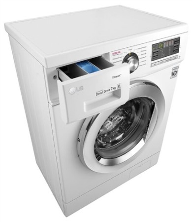 стиральная машина lg f1296hds3 steam, люк хром., белый