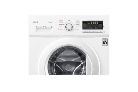 стиральная машина lg f1296cds0 steam, с сушкой, белый