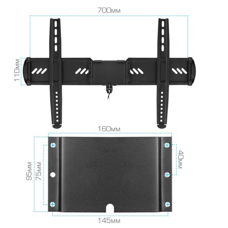 кронштейн kromax ultra slim-100 черный 32-90" 