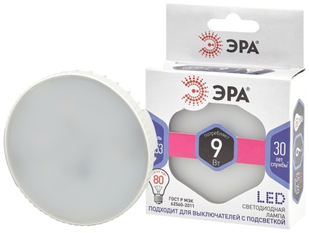 светодиодная лампа эра led smd gx-9w-860-gx53