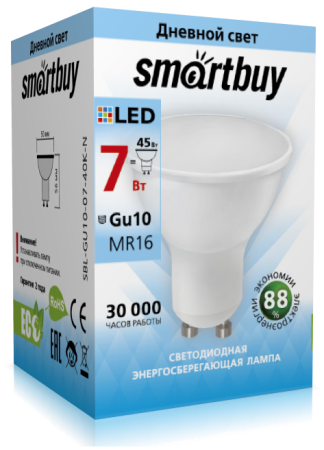 светодиодная лампа smartbuy gu10-07w/4000