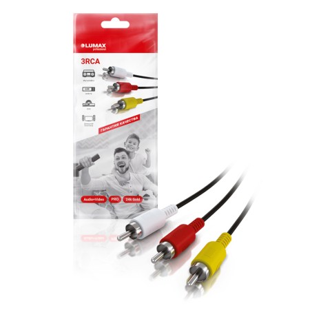 кабель lumax dc2130 3rca-3rca 3 м. черный 