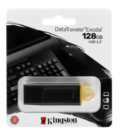usb-флеш kingston128gb usb3.2 datatraveler exodia черный