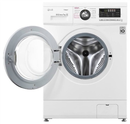 стиральная машина lg f1296hds3 steam, люк хром., белый