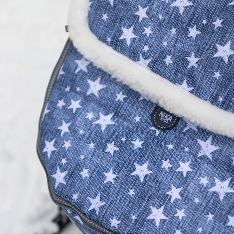 Санки Ника Наши детки НДТ6/3 со звездами джинс со звездами (серый каркас)