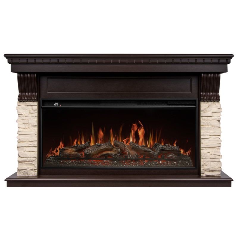 Портал Firelight Michigan 42/40/36", камень молочный/шпон темный дуб