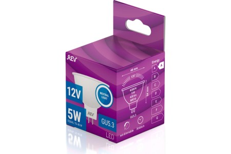 светодиодная лампа rev gu 5.3 5w,4000k, холодный свет, 32372 3