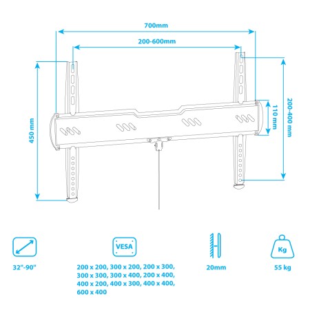 кронштейн kromax ultra slim-100 черный 32-90" 