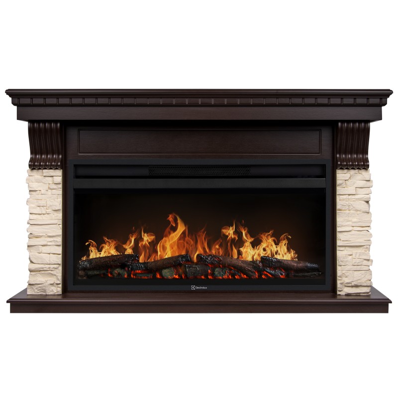 Портал Firelight Michigan 42/40/36", камень молочный/шпон темный дуб