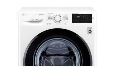 стиральная машина lg f4m5ts6w steam, черный люк