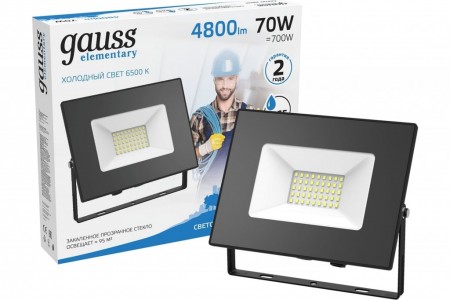прожектор gauss 70w led 6500k ip65 