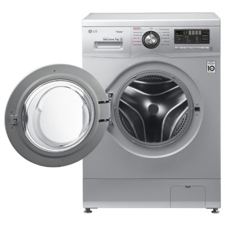 стиральная машина lg f1296hds4 steam, люк хром., серебро