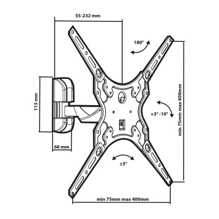 кронштейн tuarex alta-403 черный 15-55"