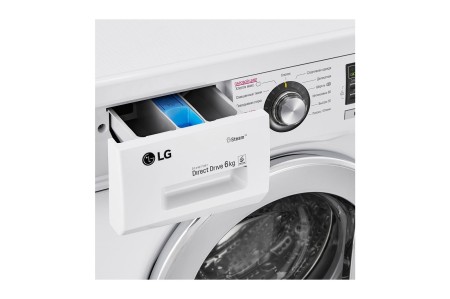 стиральная машина lg f1296nds3 steam, люк хром., белый