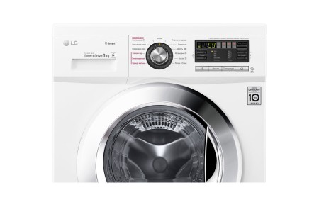 стиральная машина lg f1296nds3 steam, люк хром., белый