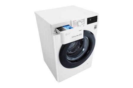 стиральная машина lg f4m5ts6w steam, черный люк