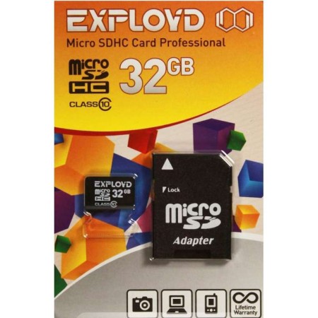 карта памяти exployd microsdhc 32gb class10 + адаптер sd