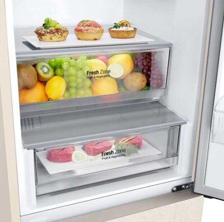 холодильник lg gc-b459 aemw бежевый, дисплей (186,0)