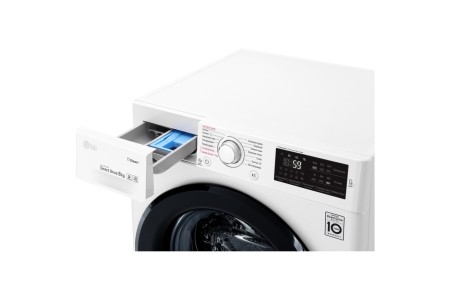 стиральная машина lg f4m5ts6w steam, черный люк