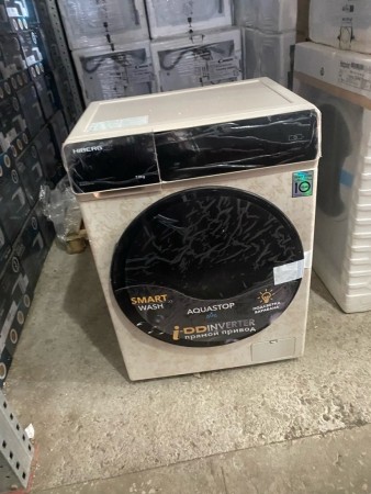 стиральная машина hiberg i-ddq9-712 ym inverter, бежевый мрамор,потертости, вмятины