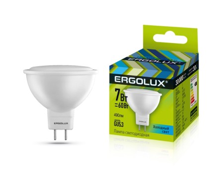 светодиодная лампа ergolux led-jcdr-7w-gu5.3-4k 