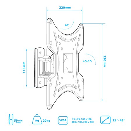 кронштейн tuarex alta-202 черный 15-43"
