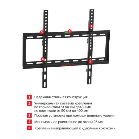 кронштейн arm media steel-3 черный 22-65"