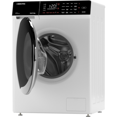 стиральная машина hiberg i-ddq9-10714 w inverter, с сушкой, белый