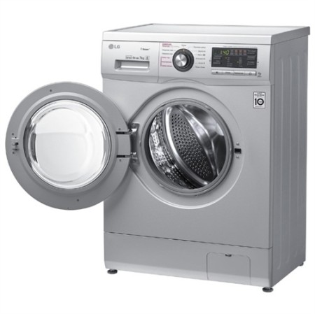 стиральная машина lg f1296hds4 steam, люк хром, серебро