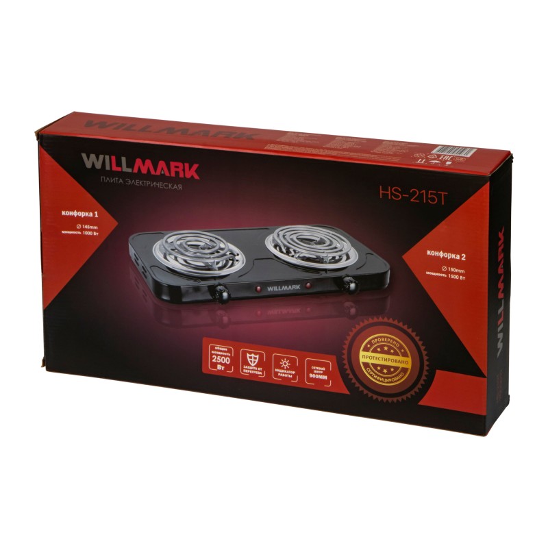 Настольная электро плита Willmark HS-215T черный