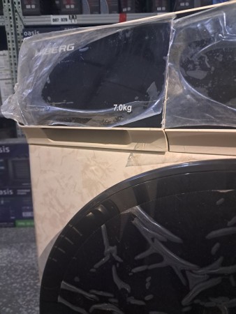 стиральная машина hiberg i-ddq9-712 ym inverter, бежевый мрамор,потертости,вмятины,порошк-к отходит