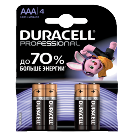 элемент питания duracell basic aaa 4шт lr03/4b
