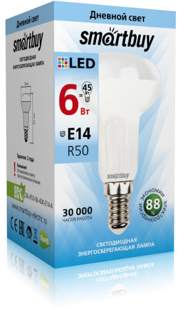светодиодная лампа smartbuy r50-06w/4000/e14