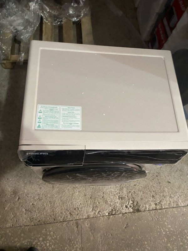 Стиральная машина Hiberg i-DDQ9-712 Ym Inverter, бежевый мрамор,потертости,вмятины,порошк-к отходит