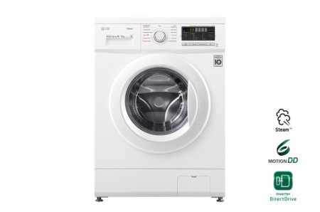 стиральная машина lg f1296cds0x steam, с сушкой, белый