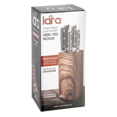 подставка для ножей lara lr05-102 wood