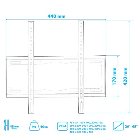 кронштейн tuarex olimp-113 черный 26-65"