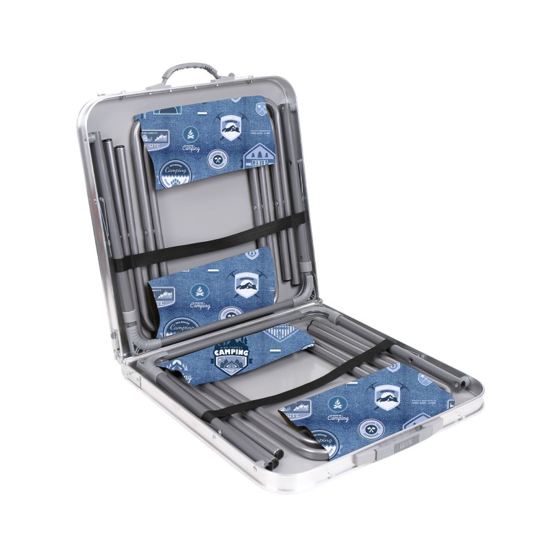 Стол Ника ССТ-К2 + 4 стула (голубой-джинс)