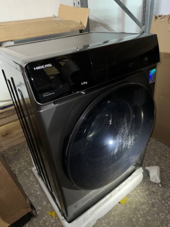 стиральная машина hiberg i-ddq9-612 sd inverter, темно-серый,царапины на люке и по корпусу малозамет