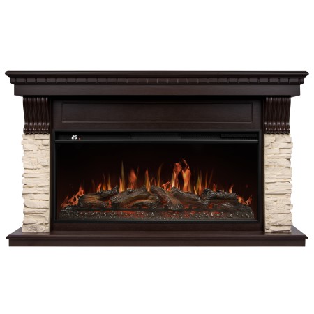 портал firelight michigan 42/40/36", камень молочный/шпон темный дуб