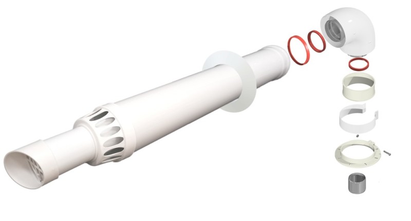 Комплект коаксиального дымохода 0.75м 60/100 (K-0,75-F) универсальный антилед