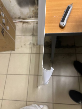 козырек сборный 900*560 , замятия и царапины, содрана краска на корпусе