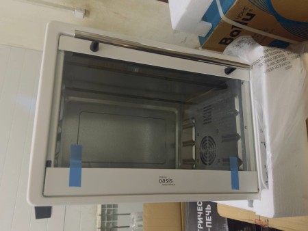 мини печь oasis m-s/bl35w белый, замятие на корпусе 