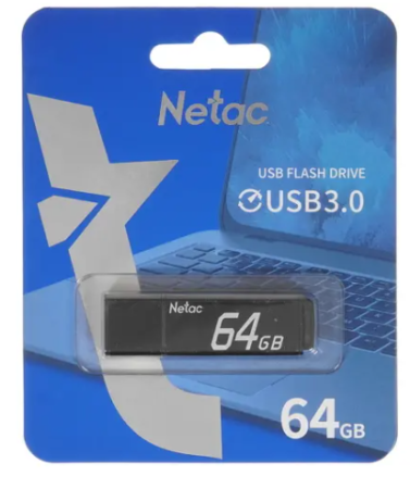 usb-флеш netac 64gb usb3.0 u351 black metal